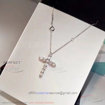 AAA Tiffany And Co Diamond Cross Necklace - 925 Silver